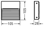 Wall and ceiling luminaire Invego Square Lens Anthracite 5W 187lm 90 asymmetric medium wide (AM) IP65 IK08 3 SDCM