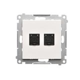 Double computer socket RJ45 cat. 6 with anti-dust cover, white matt