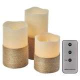 LED decoration – 3x wax candle with string, 3x 3x AAA, indoor, vintage, controller