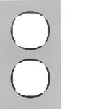 Frame 2gang, flat, R.8, stainless steel