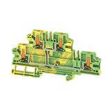 Multi-tier PE terminal, PUSH IN, Green/yellow, 4 mm², 800 V, Number of