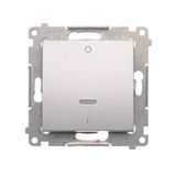 Double switch with LED indicator light, (module), 10AX, quick connection, Silver matt, metalic