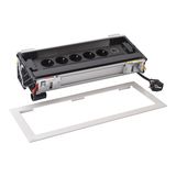FLIP UP 12 modules METAL equipped with 5 sockets 2P+E SCH+ 1xUSB type A+C with 2m cord