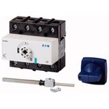 DMM-125/1+CM Switch-disconnector, DMM, 125 A, 3P + N (solid), With blue rotary handle (Type C) and drive shaft, Vertical connection
