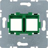 Mounting plate modular jacks, 2-way, green holder (17 x 18 mm)