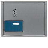 Centre plate blue button + imprint, arsys, stainless steel matt, lacq.