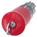 EMERGENCY-STOP mushroom pushbutton, 22 mm, round, metal, shiny, red, 40 mm, with Siemens lock, B,
