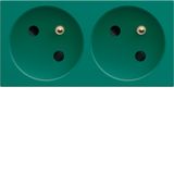 Dble socket trunk gallery 2P+E 16A green
