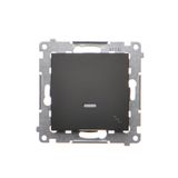 Two-way switch with LED illumination, (module), 16AX, Screw, black matt