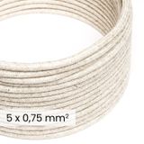 DALI Textile electrical cable 5x0.75 mm² in Natural White Linen - Wire for designer lighting RN01