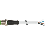 M12 male 0° A-cod. with cable PUR 4x0.34 gy 6m