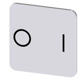 Labeling plate 22x22 mm, silver-colored label, icon: O* I