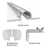 Ceiling aluminum profile AJ for plasterboard 101x68mm white clear diffusion. 2 m