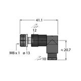 Field-Wireable Connector Female Connector M8 × 1/Ø 8 mm, Angled   H5241-0