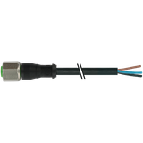 M12 female 0° C-cod. Dual-Keyway with cable PUR 3x0.75 bk UL/CSA 1.5m