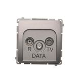 R-TV-DATA socket, atten.: 10dB, Inox, metallized