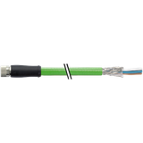 M8 female 0° D-cod. with cable shielded PUR 1x4xAWG22 gn 0.2m