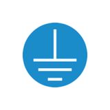 Vinyl label, diametro 39mm, symbol (earth connection) white/blue