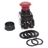 Allen-Bradley 800HC-FRXTQH2RA5 30.5mm Type 4/4X/13 2 Pos. PB-Illum., Push-Pull/Twist, Red, Mushrm Hd, LED, 12-130V AC/DC, 2 NCLB, Finger Safe Guards