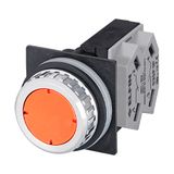 Push-button with guard, orange, N.O.+N.C.