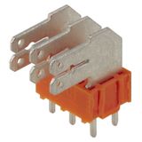 Printed circuit board terminals, 5.00 mm, Number of poles: 10, 90°, Solder pin length (l): 3.5 mm, tinned, orange, Flat-blade connection, Box