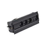 Mediaport Spinner: 3x250V E type + 2xRJ45 plate with Keystone mounting; 10 cm cable; black