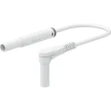 Safety measuring lead with (4 mm lamella plug, straight) to (4 mm lamella plug, angled), 1.5 m, white, PVC, 1.0 mm², CAT III, CAT IV, 66.1049-15029