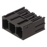 PCB plug-in connector, male header, closed side, THT solder connection, 10.16 mm, Number of poles: 3, 270°, Solder pin length (l): 3.5 mm, silver-plated, black, Box
