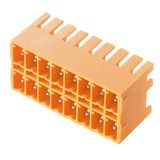 PCB plug-in connector, male header, closed side, THT solder connection, 3.81 mm, Number of poles: 20, 90°, Solder pin length (l): 3.2 mm, tinned, orange, Box