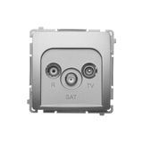 R-TV-SAT pass through aerial socket, atten.: 10dB, satin, metallized