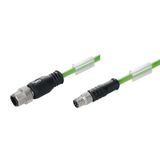 Bus line, Connecting line, M12 / M8, Number of poles: 4, 3 m, Male, straight - male, straight, Shielded: Yes, LED: No, Sheath material: PUR, Halogen: No