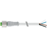 M12 female 0° A-cod. with cable 3LED F&B PVC 4x0.34 gy UL/CSA 3m