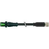 MQ12 male 0° / M8 female 0° A-cod. PUR 3x0.25 bk  2m