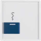 Central part for call unit with blue doctor call button, Berker Q.x, white, velvet