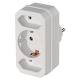 Multiple Socket SCHUKO 2× rectangular + 1× round, white