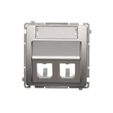 Double angled cover for ICT sockets for "Panduit" with descriptive field, (module), Silver matt, metalic