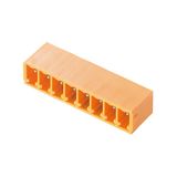 PCB plug-in connector, male header, closed side, THT solder connection, 3.81 mm, Number of poles: 10, 270°, Solder pin length (l): 3.2 mm, tinned, orange, Box