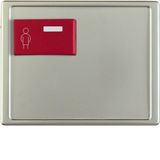 Centre plate red button at top, arsys, stainless steel matt, lacq.