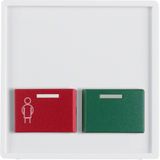 Central part with red talk button and green off button, Berker Q.x, white, velvet
