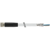 M8 female 0° A-cod. with cable shielded PUR 3x0.34 shielded gy 25m