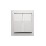 Splash-proof double two-way switch without pictogram, 10AX, white