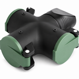 3-Way Rubber Socket Adapter, 16A 250V, 3500W, with Child Safety Shutters & Hook