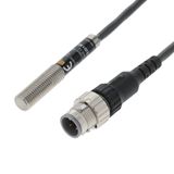 Proximity sensor, stainless steel, metal head, M8, Sn=2 mm, 2-wire, M12 Smartclick Pig-tail 0.3 m E2EF0002E