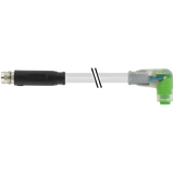 M8 male 0°/M8 fem. 90° A-cod. snap-in LED PUR 3x0.25 gy +drag ch. 0.3m