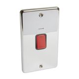 Synergy™ Authentic - double pole switch+blue led power indicator-2G vertical plate-45A- Polished Stainless steel