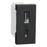 USB charger New Unica Type A+C 12W anthracite