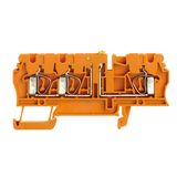 Test-disconnect terminal, Tension-clamp connection, 2.5 mm², 500 V, 20 A, Pivoting, orange