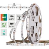 LED strip SMD2835 RGB, 120LED/m, 14,4W/m, DC 24V, 450lm/m, IP20, 8mm, 5m