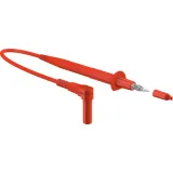 Measuring lead with (test probe, straight) to (4 mm plug, spring-loaded, angled), 1.5 m, red, PVC, 1.0 mm², CAT II, 66.9008-15022