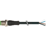 M12 male 0° A-cod. with cable PUR 4x0.34 bk UL/CSA+drag ch. 0.5m